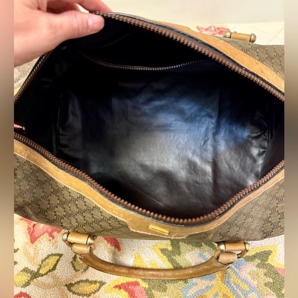 Vintage CELINE Macadam Top Handle 24 H Travel Bag Boston - Brown Printed Canvas - Picture 12 of 16